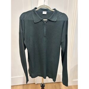 Armani Collezioni Men Dark Green Quarter Zip Long Sleeve Polo Sweater